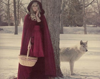 Red Riding Hood Cape Red Micro Velvet-Custom to Order