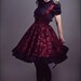 Gothic Steampunk Dress - Japanese Lolita Jumper - Red and Black Velvet Flocked -Custom to your size