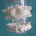 Ivory Feather Rose Wedding Garter Set F102- bridal garter accessory
