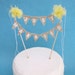 Yellow fabric Pompom flower "JUST MARRIED" Burlap Cake Banner F192- shabby chic wedding bunting decoration
