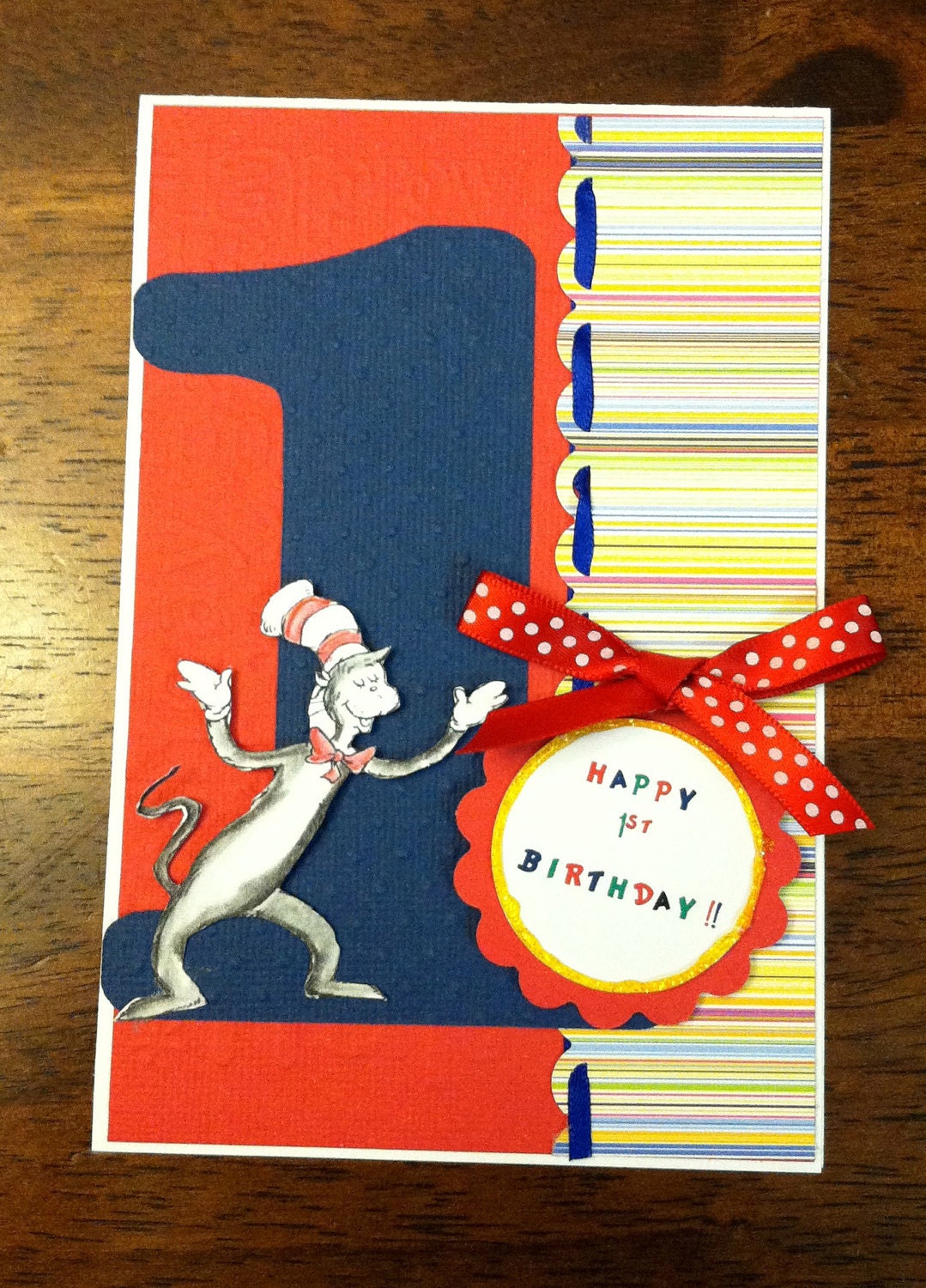 Cat in the Hat 1st Birthday Card