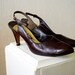 Vintage 1980s leather heels / CHOCOLATE BROWN leather slingbacks