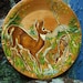 vintage DEER hand painted wood plate