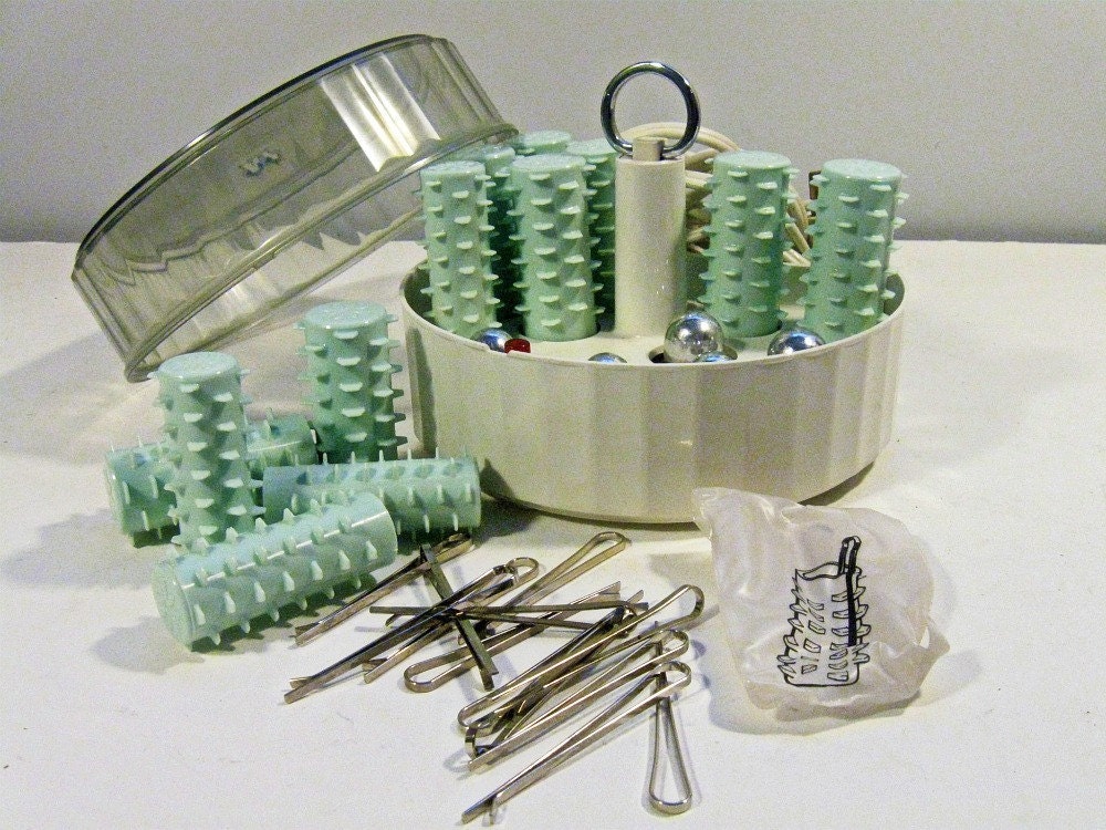 vintage HOT ROLLER set GE Hairsetter electric 1950s