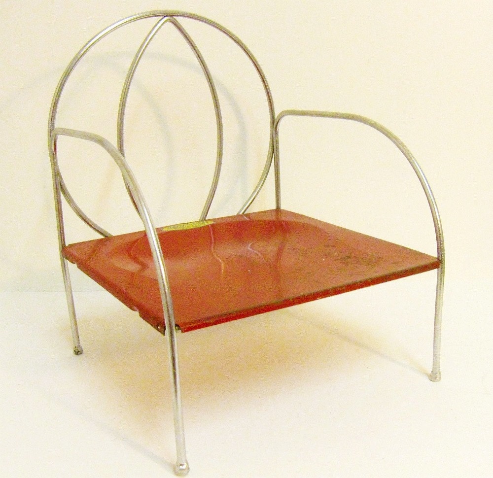 vintage childs chair Jack n Jill Kiddie chair red chrome