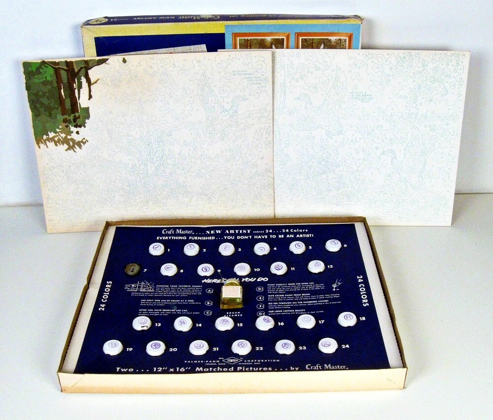 vintage paint by number kit flying ducks Craft Master