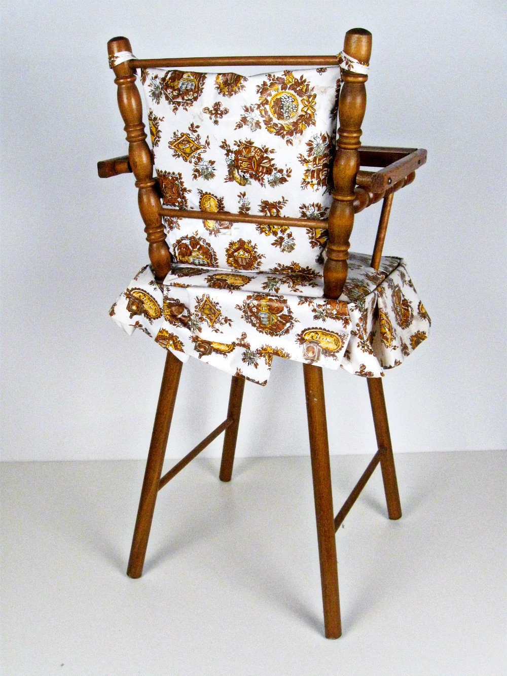 vintage miniature wood doll high chair