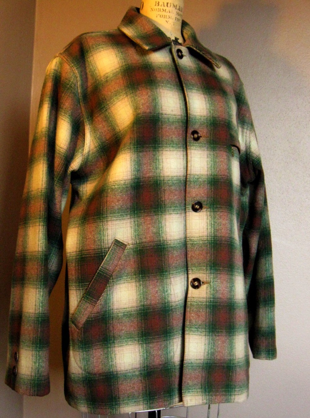 vintage coat PLAID wool mens lumberjack style reserved for