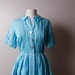 Vintage 1950's 1960's Turquoise Shirtwaist Dress Medium