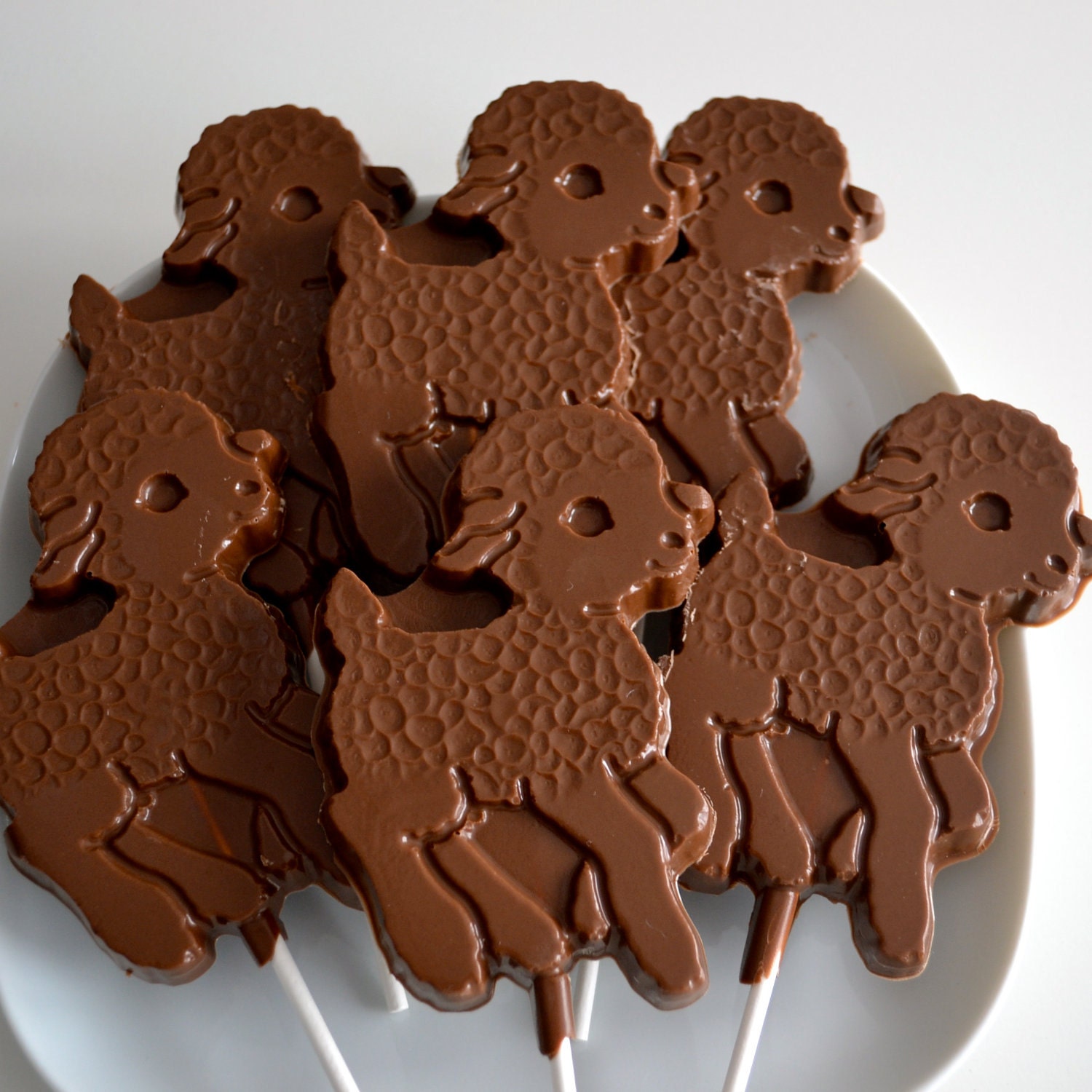 Chocolate Lamb Lollipops 12 Lollipops by NicolesTreats on Etsy