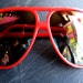 vintage 1980s RED plastic MIRROR AVIATOR sunglasses