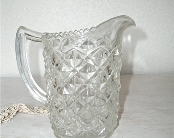 vintage cut glass pitcher for serving or holding flowers - shabby chic cottage decor - ornate hollywood regency
