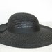 italian black straw hat - wide brimmed - ornate wearable hollywood regency womens fashion - shabby chic cottage mad men decor