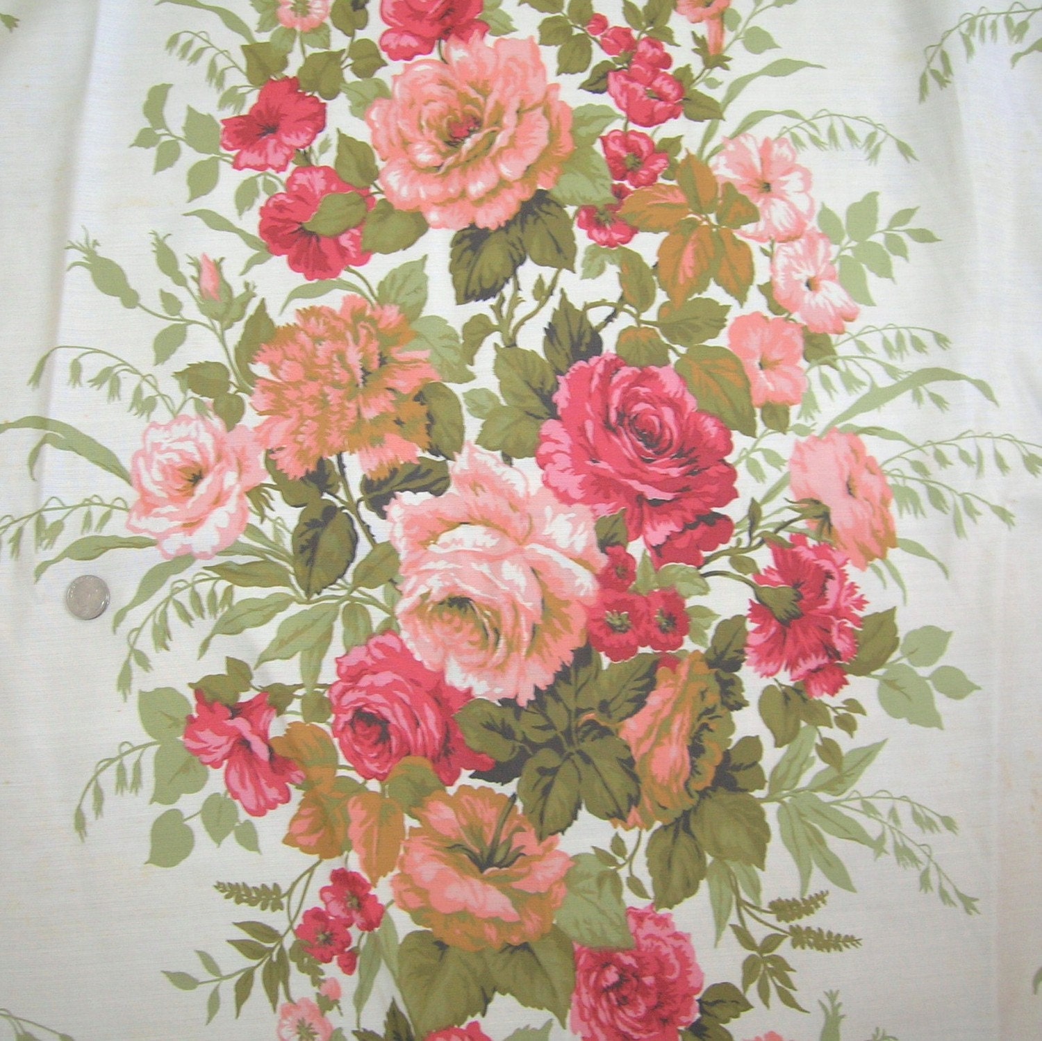 Eames Era Vintage French Country Floral Fabric by ChicVixenVintage