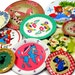 1930s-1960s metal tea plates, Set of 10 tin with litho, Instant Collection.