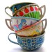 Toy Tea cups, Set of 5 vintage tin with flowers, Spring Mix, Instant Collection of Ohio Art.