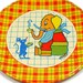 40's tin toy tea plate, Elephant & Mouse graphics by J Chein.