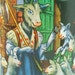 1900s Candy container, Grimm's Fairy Tale, Billy goat kids & Wolf, illustration.