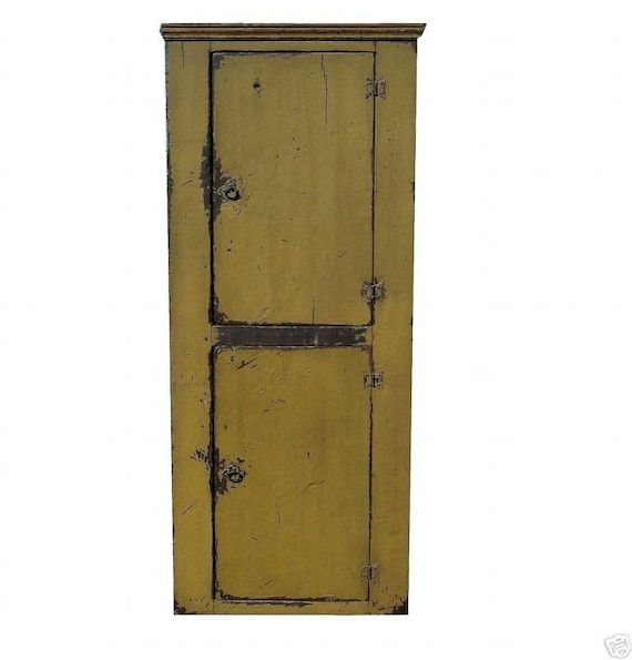  Primitive painted rustic farmhouse chimney cupboard cabinet 