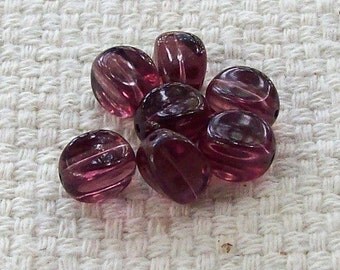 10 x 7 mm Vintage Purple Glass Beads - Set of 11
