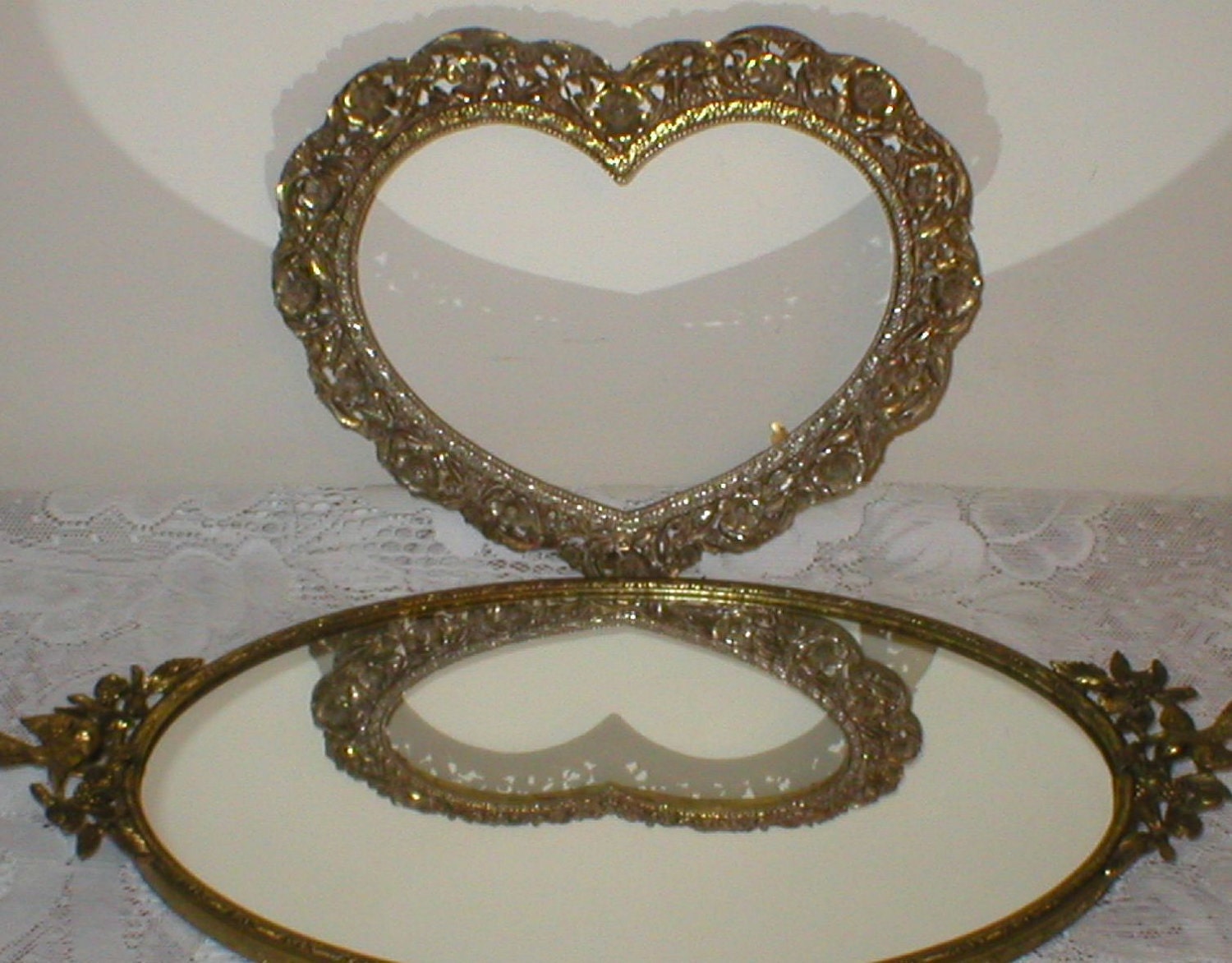 Ornate Metal Heart Shaped Frame Vintage 1950s