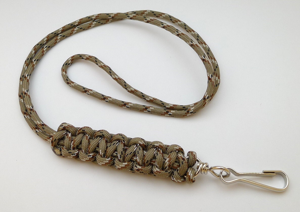 Paracord Neck Lanyard in Desert Camo with Swivel Clip