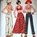 Vintage 1970's Simplicity 6432 Sewing Pattern, Bra-Top, Bias Skirt And Jeans, Size 8, Factory Folded