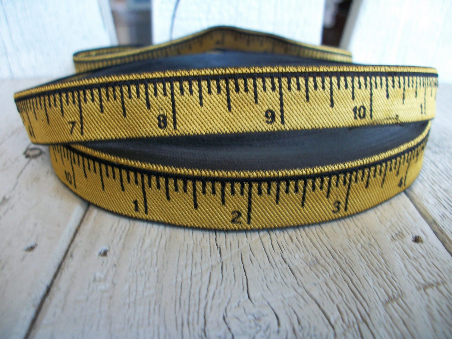 YELLOW MEASURING TAPE Ribbon Trim 5/8 inches wide3 yards