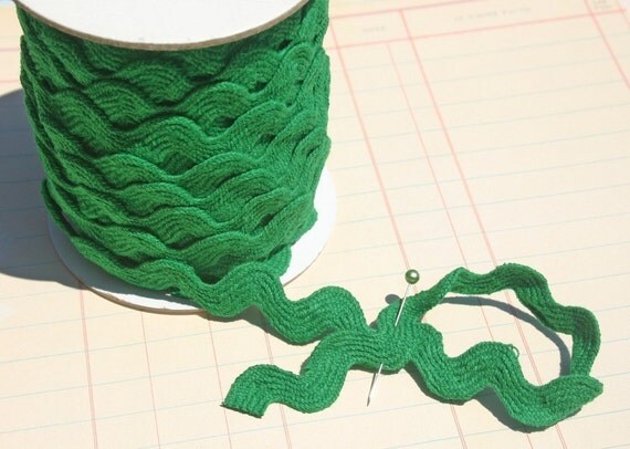 Green Rick Rack Jumbo Cotton Sewing Ric Rac by LittleRedCottage