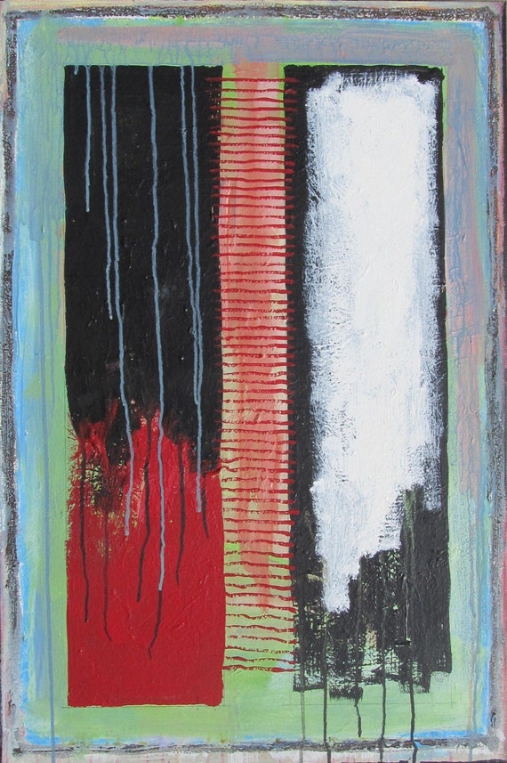 Abstract Acrylic Painting Oil Stick on Canvas