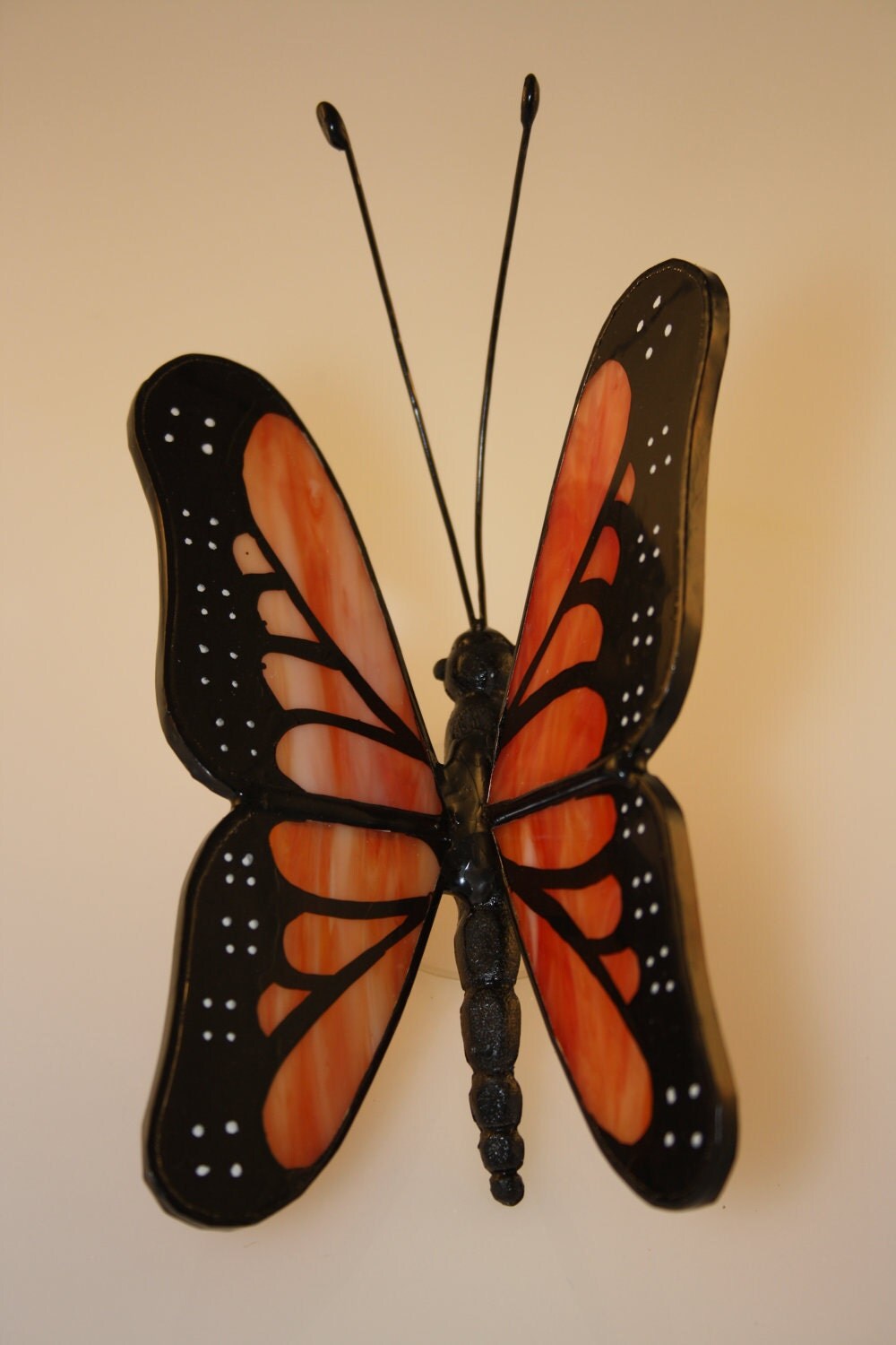 Stained Glass Monarch Butterfly Suncatcher HandPainted Made