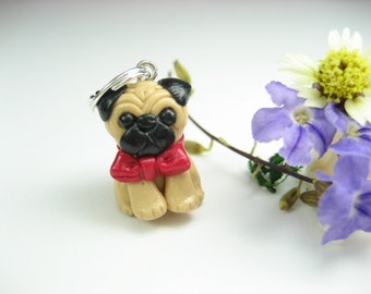 Cute Pug Necklace pug jewelry, dog necklace, dog jewelry, pug gifts, dog gift for her, dog lover gifts, miniature animal, polymer clay charm