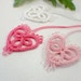 Pinks and white heart tatting motif embellishment applique lace