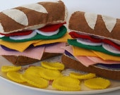 Submarine Sandwich and Chips Set Eco Felt Play Food