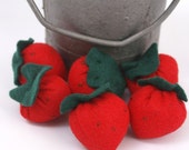 Freshly Picked Strawberries Set of 3 Eco Felt Play Food