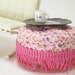 Dollhouse Miniature Pink Tufted Overscale Ottoman
