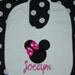 Personalized, MINNIE MOUSE BIB, (First Birthday Party Hats and Bloomers are Available to match), Applique, Monogrammed, RED, HOT PINK, LIGHT PINK Bow or Writing, your choice, match to Disney Partyware, by GINGHAM BUNNY EMBROIDERY