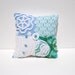 Chenille Charm Pillow - Aloe and Vera - Blue Green Vintage Chenille Handmade Charm Pillow