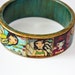 Fairies - Mermaids- Frida- Original Wooden Bangle - Medium- Folk Art by FLOR LARIOS