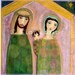 Nativity Nacimiento - Folk Art Primitive Collage Painting (6 x 6 inches PRINT) by FLOR LARIOS
