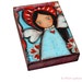 Wings of Love - ACEO Giclee print mounted on Wood (2.5 x 3.5 inches) Folk Art by FLOR LARIOS