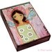 Angel with Little Bird - ACEO Giclee print mounted on Wood (2.5 x 3.5 inches) Folk Art by FLOR LARIOS