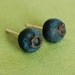 LAST PAIR Clay Blueberry Earrings on Sterling Silver Posts, Food Jewelry, Fruit, Navy Blue - Ready to Ship