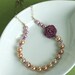 SALE Purple Rose and Pearl Necklace with Amethyst on Gold