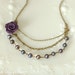 SALE Dark Purple Rose and Pearl Layered Necklace on Brass - Ready to Ship