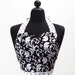 Womens Damask Sweetheart Neckline "Parisian" Apron - Sexy in Elegant Black and White JESSIE Full Apron
