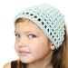 hair kerchief crochet bandana for women, girls, toddlers and teens - pale glacier blue hair covering, ready to ship
