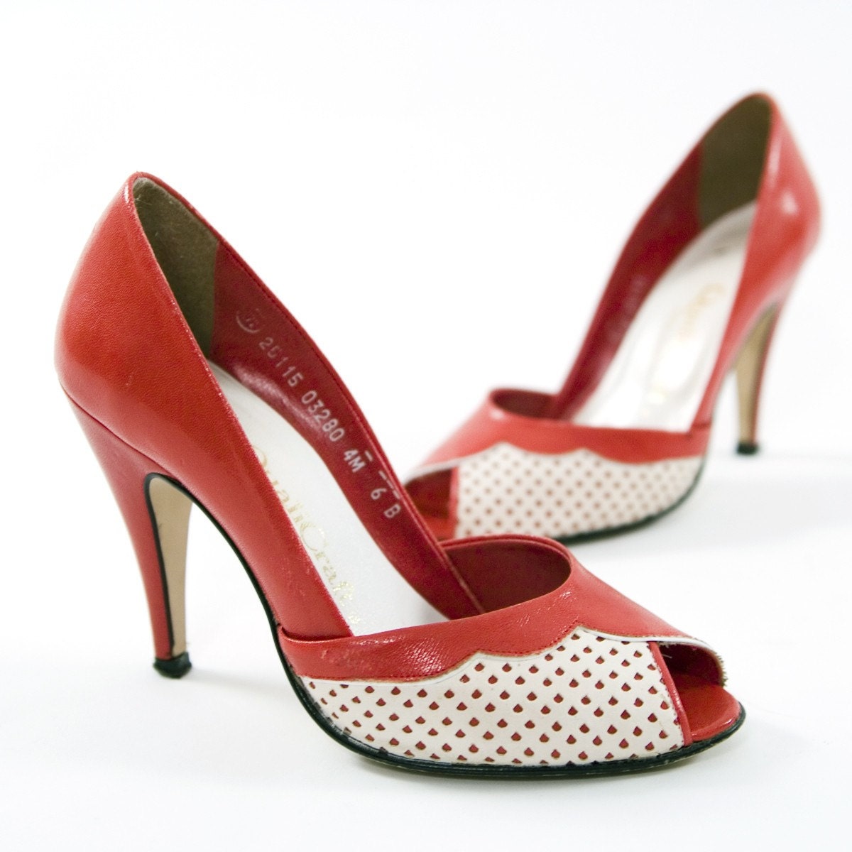 red vintage pumps