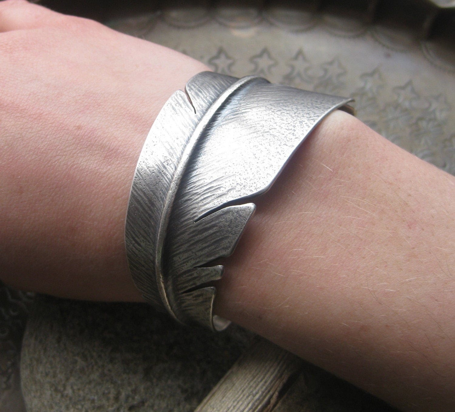 Sterling Silver Flight Feather Cuff Bracelet