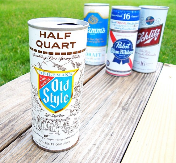 tall boys . BEER . Schlitz 1974 and Hamm's and Old Style